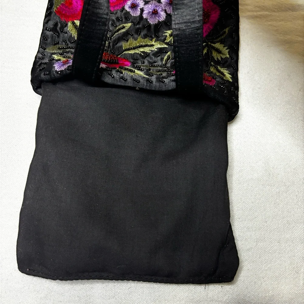 Frankie & Johnnie Embroidered Floral Beaded Fringe Evening Bag - Vintage Style - Picture 10 of 12